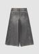 Grey wide-leg pure cotton jeans with star details for girls_1