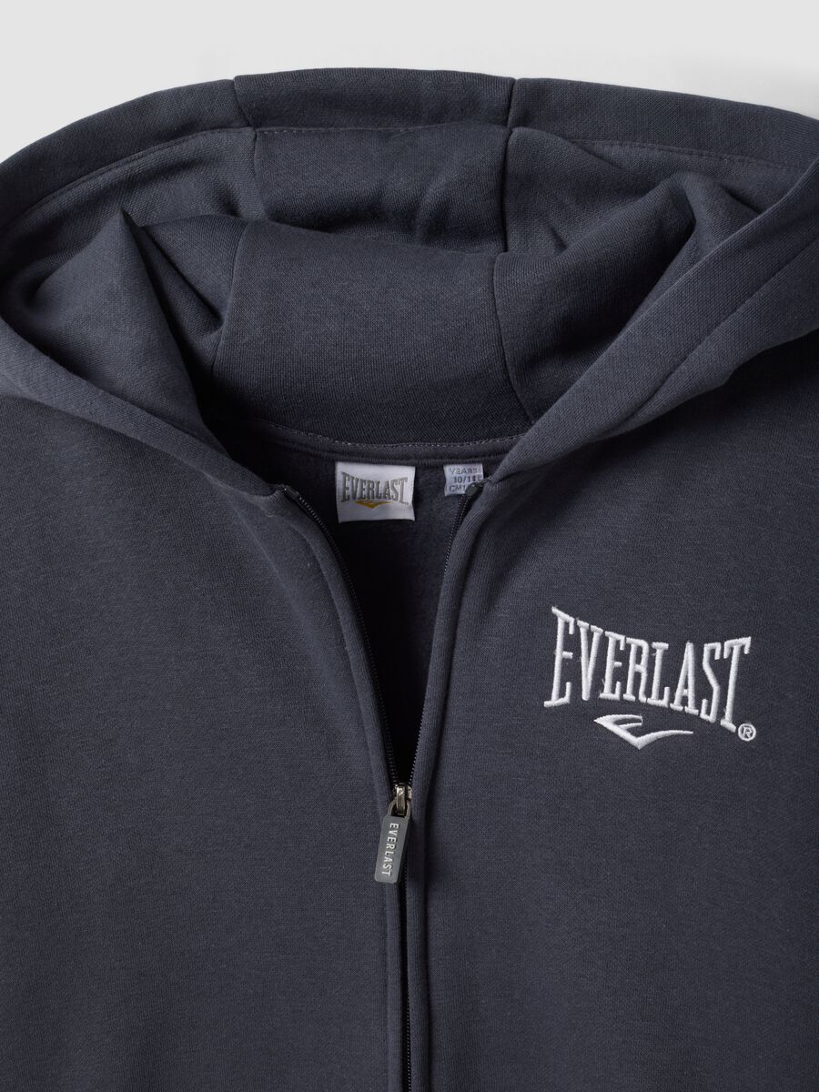 Grey full-zip cotton-blend hooded sweatshirt for boys_4