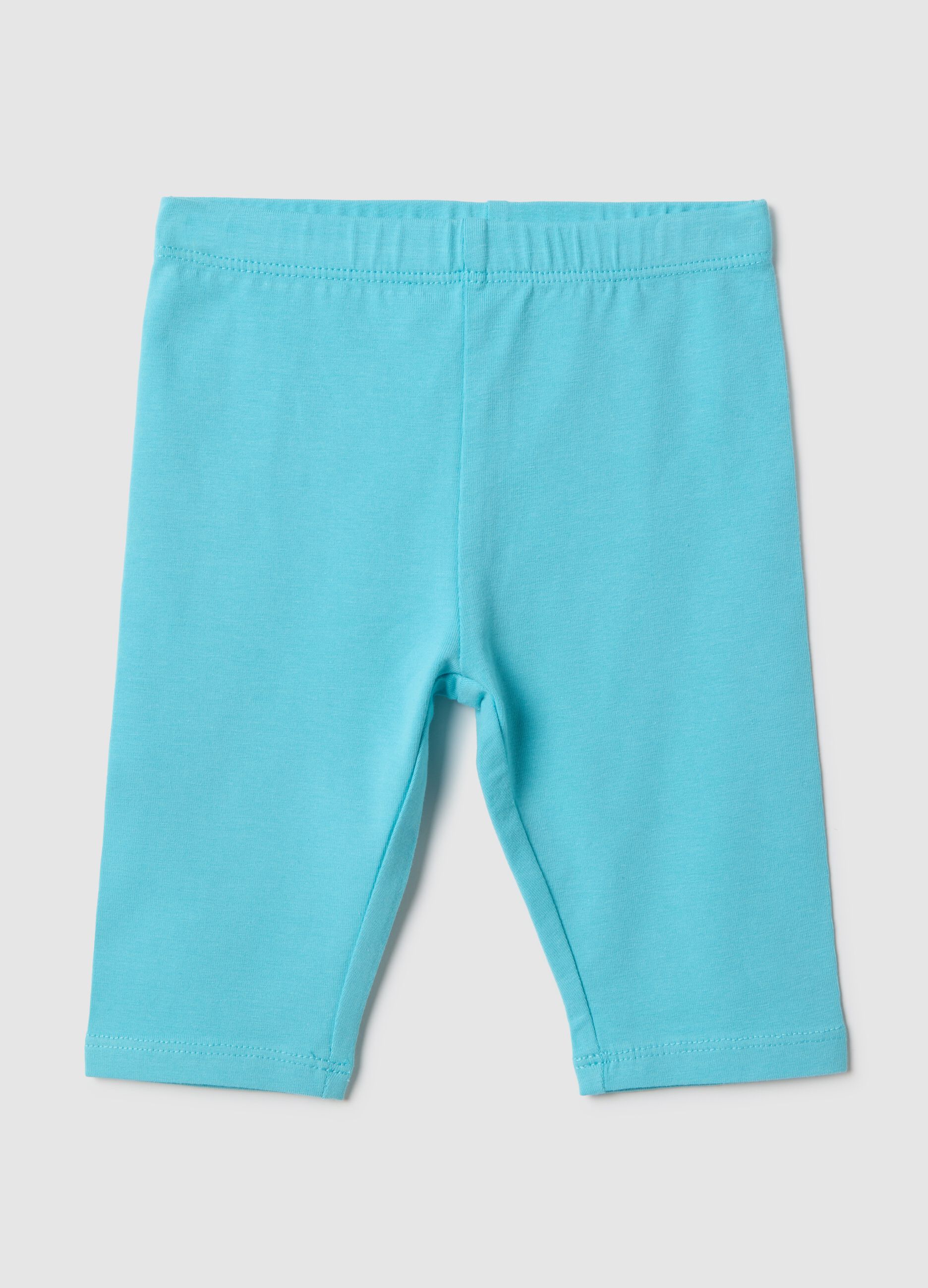 Light blue stretch cotton leggings for girls - skinny fit