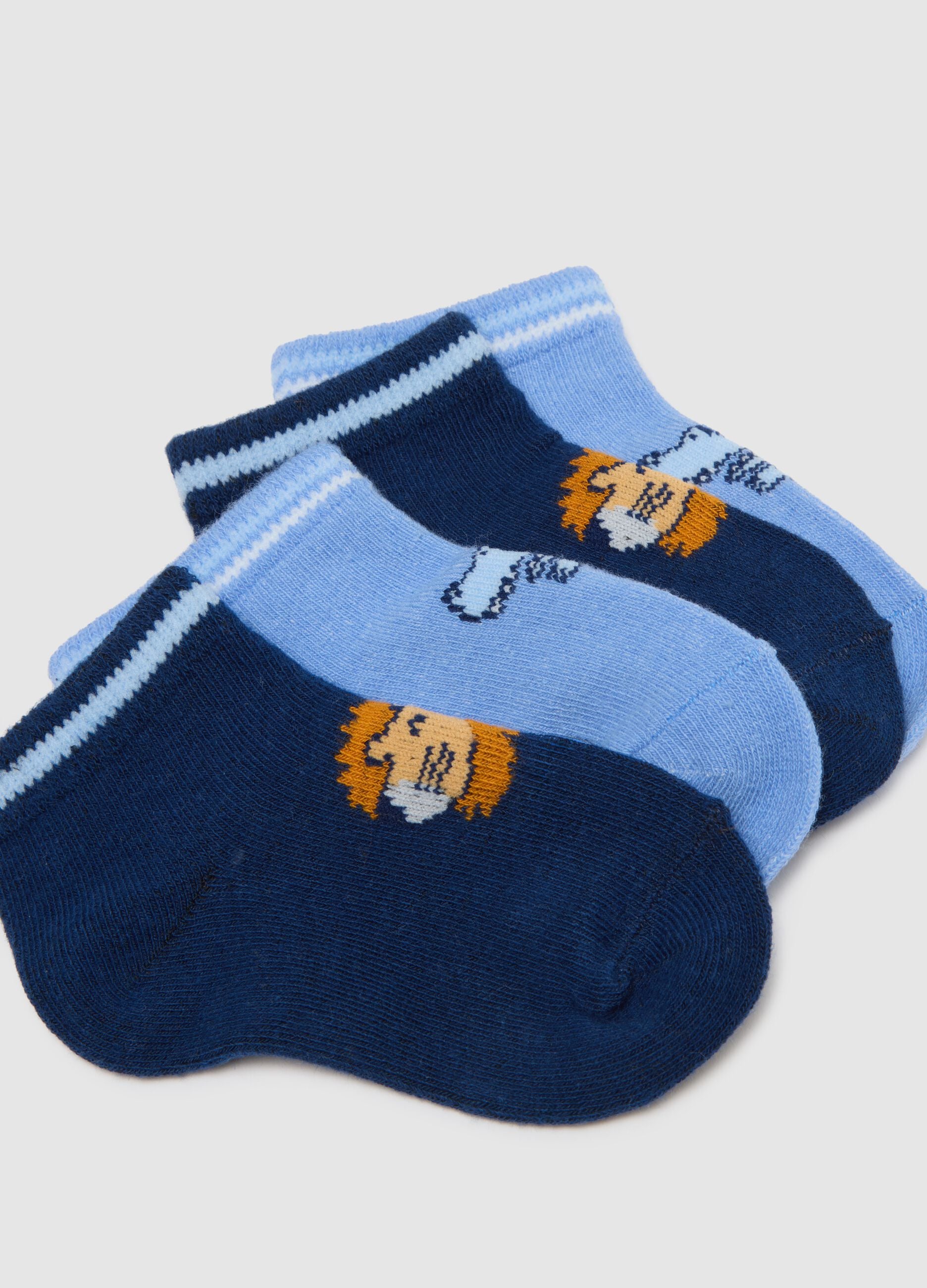 Pack of three short multicolour cotton-blend socks for babies with regular fit