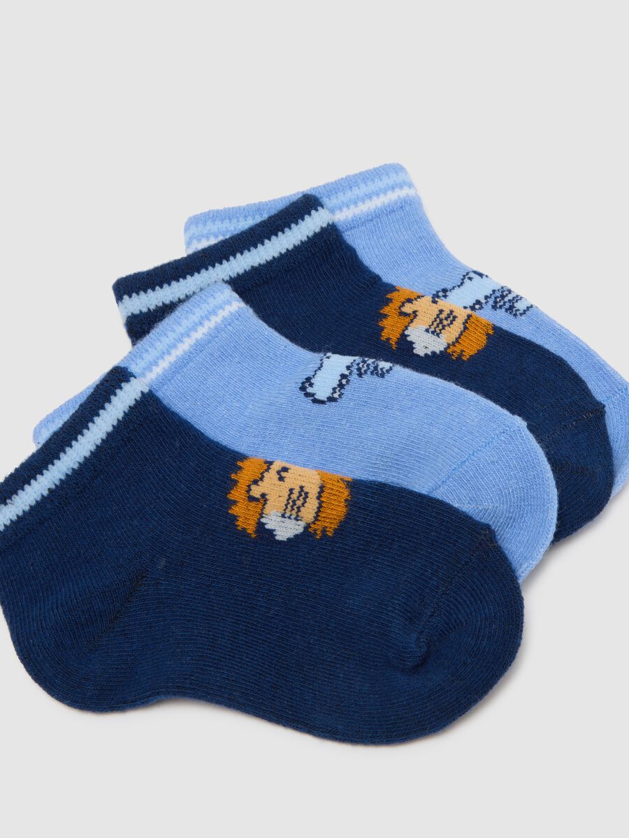 Pack of three short multicolour cotton-blend socks for babies with regular fit_1