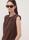 Brown sleeveless pleated-texture blouse, regular fit_0
