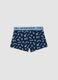 Blue midi boxer briefs in stretch organic cotton with print for boys_1