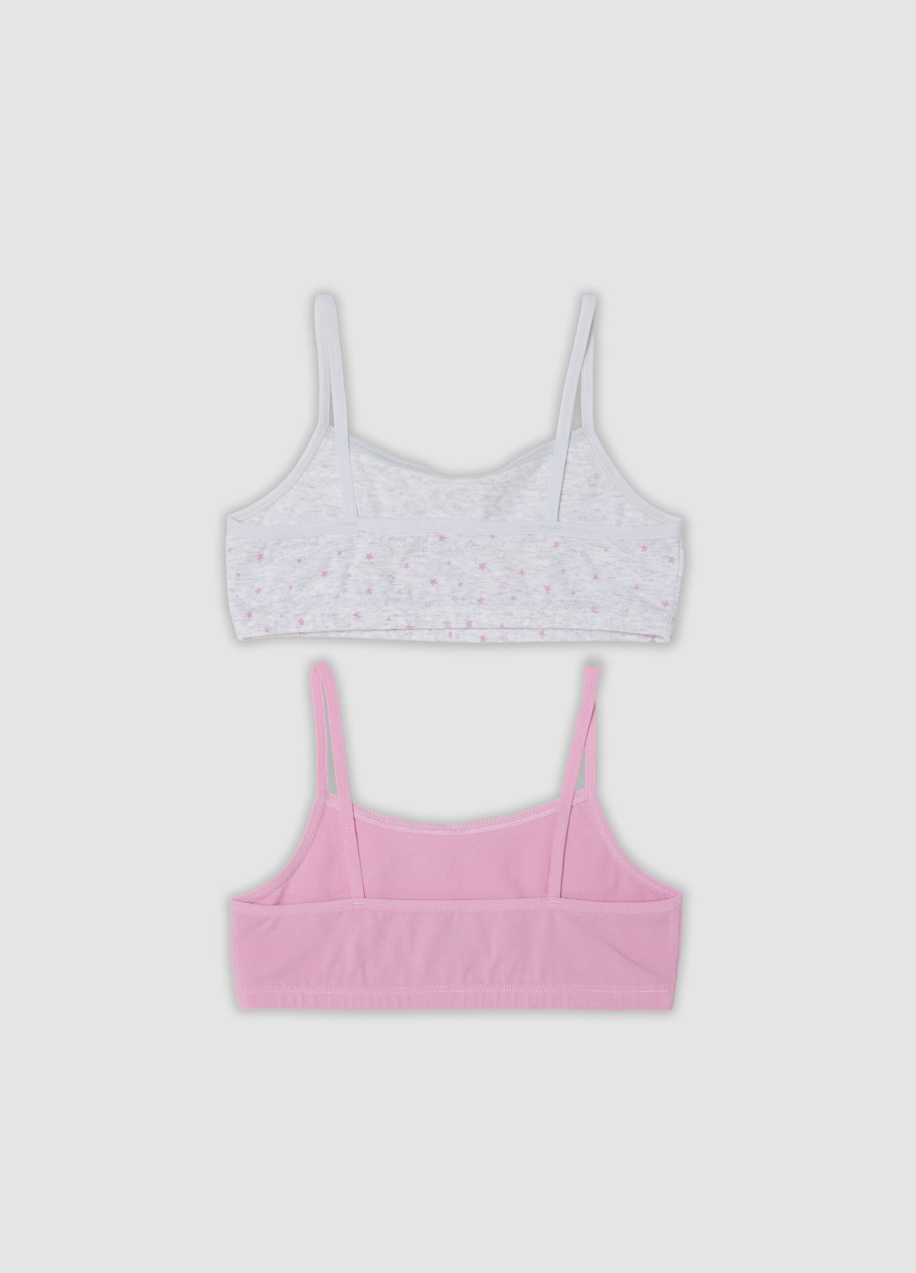 2-pack of multicolour organic stretch cotton bralettes for girls