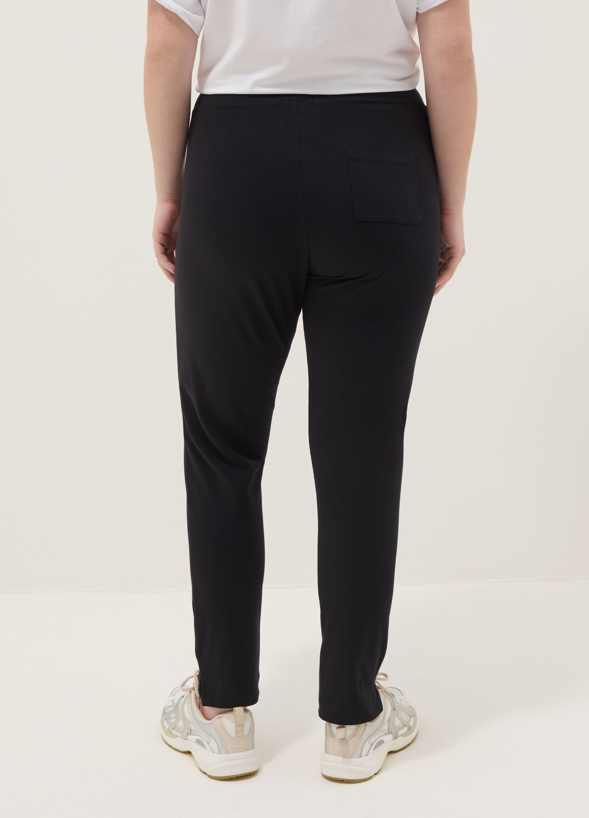 Black Stretch Cotton Slim Fit Leggings