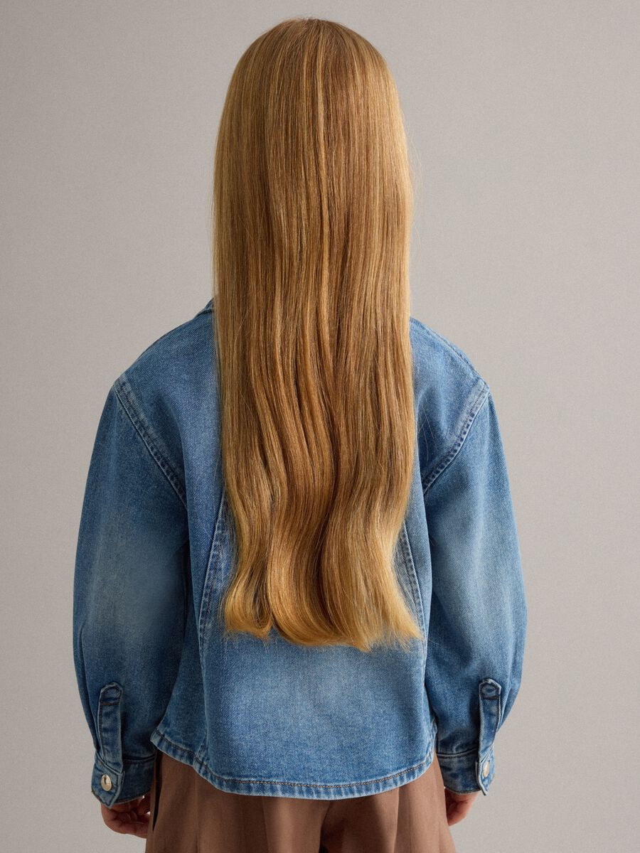 Girls' regular fit blue denim cotton jacket_1