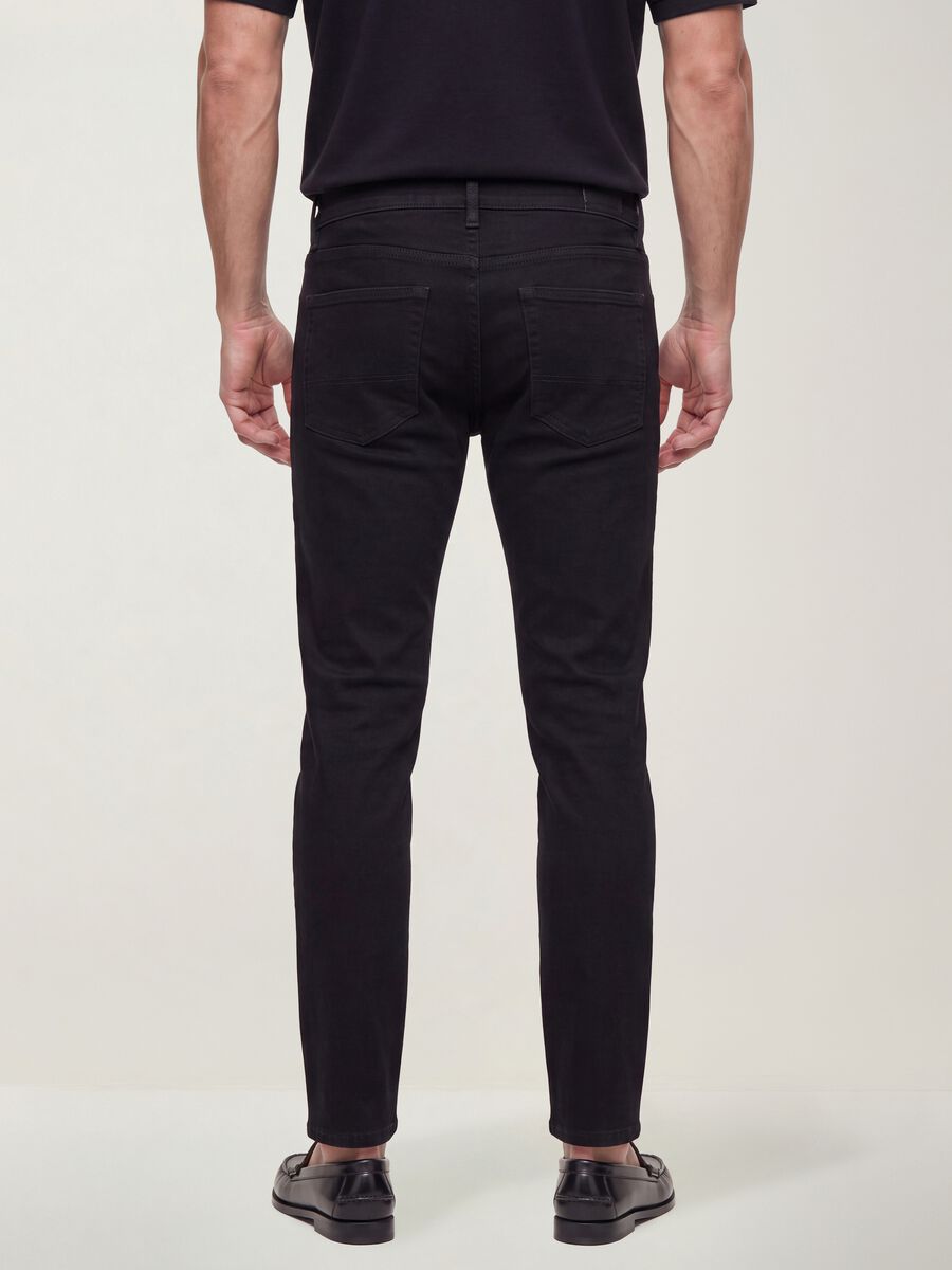 Black slim-fit stretch cotton jeans_2