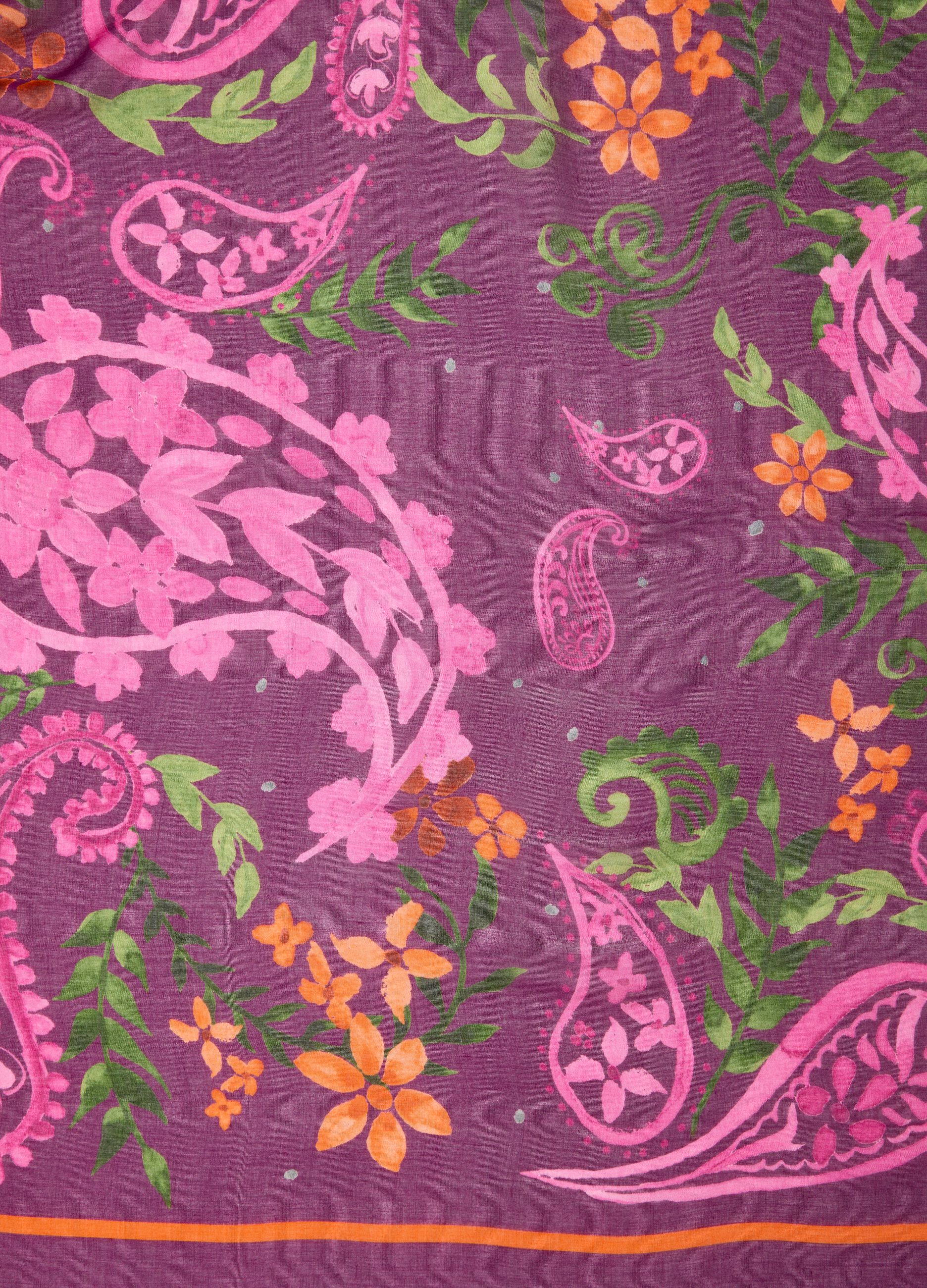 Purple pure viscose paisley-print scarf