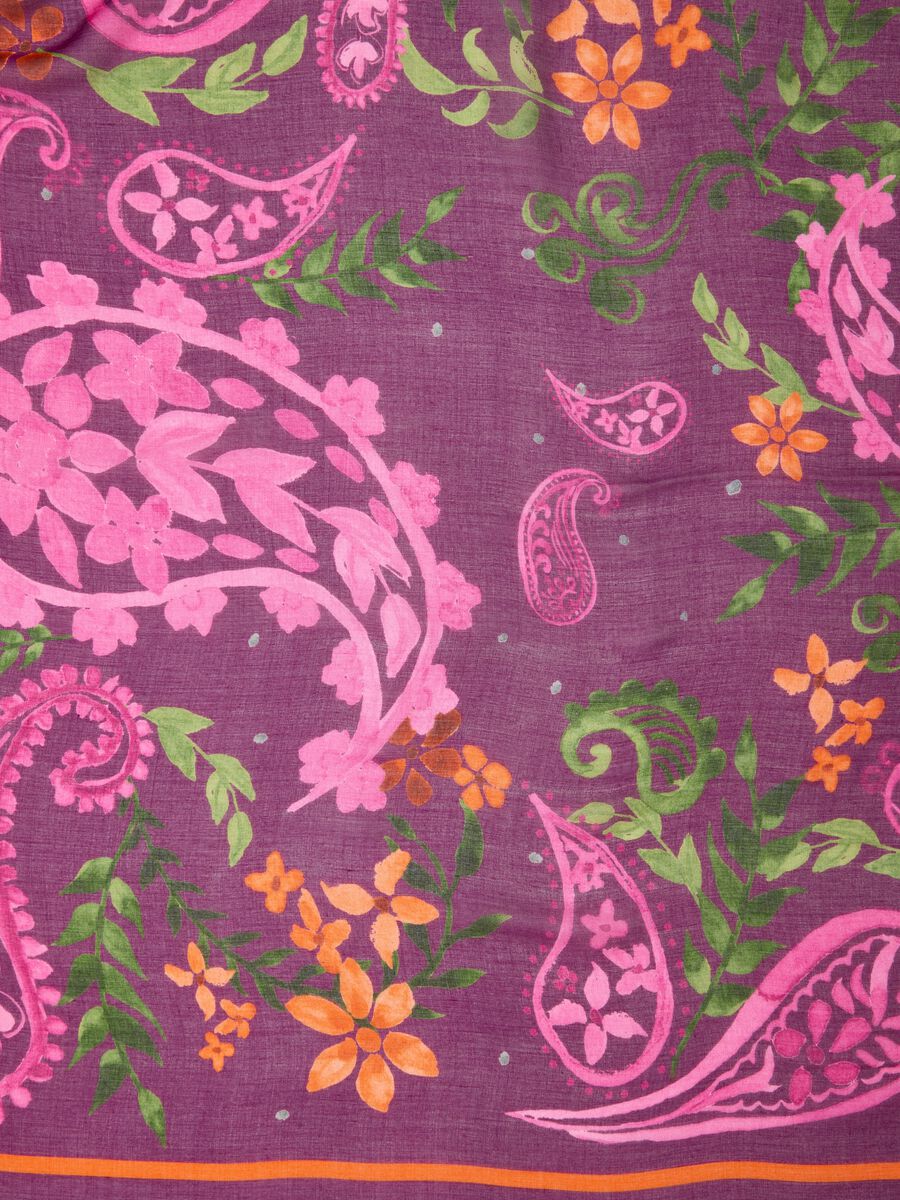 Purple pure viscose paisley-print scarf_1