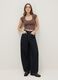 Brown slim fit stretch cotton t-shirt with studded neckline_1