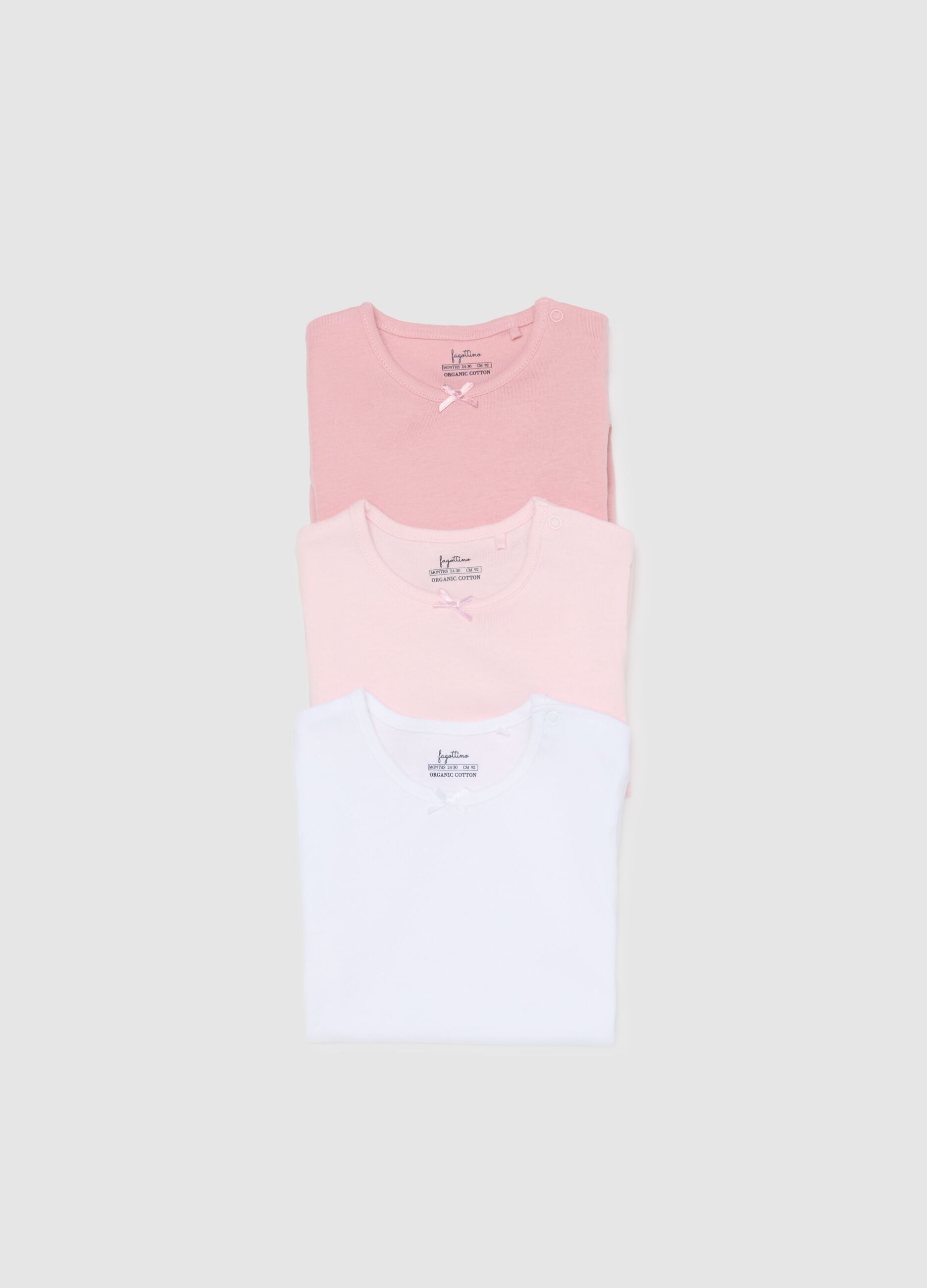 Multicolour baby girl t-shirt tripack in pure cotton