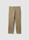 Beige stretch cotton chino trousers with a regular fit_4