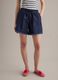 Blue cotton-blend denim shorts, regular fit with frayed hem_1