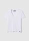 White pure cotton T-shirt regular fit deep V_4