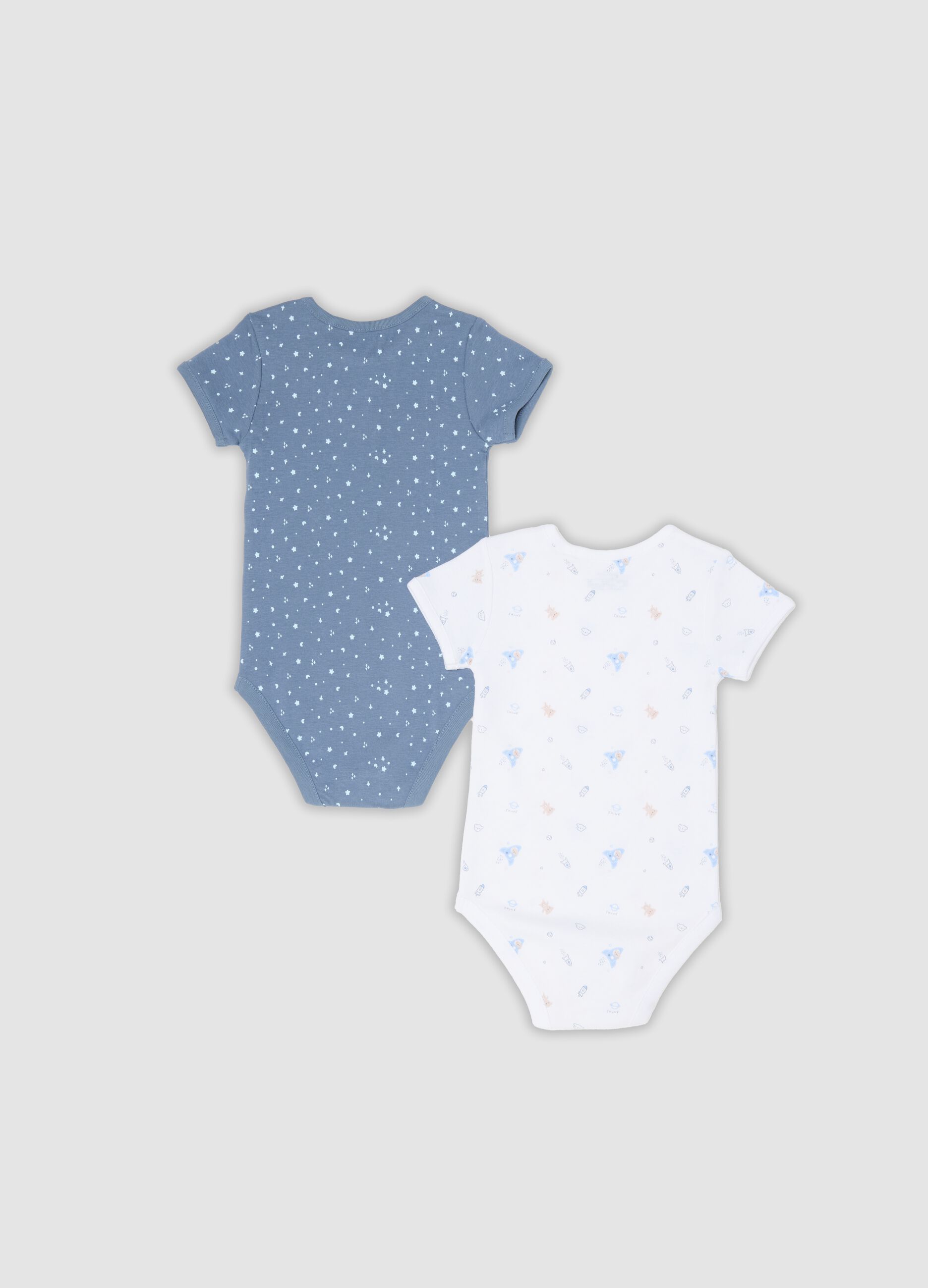 2-pack of light blue organic cotton short-sleeve bodysuits