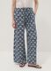 Blue pure viscose wide-leg patterned trousers, regular fit_1