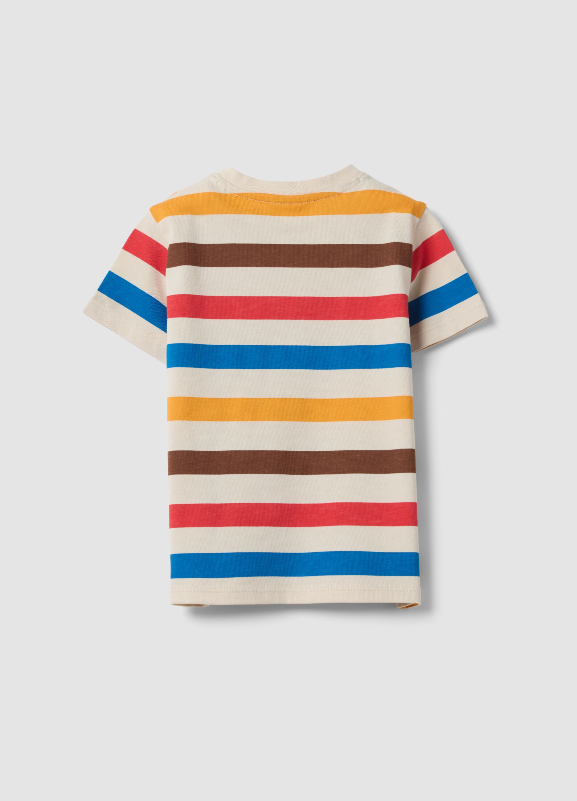 Beige striped organic cotton T-shirt