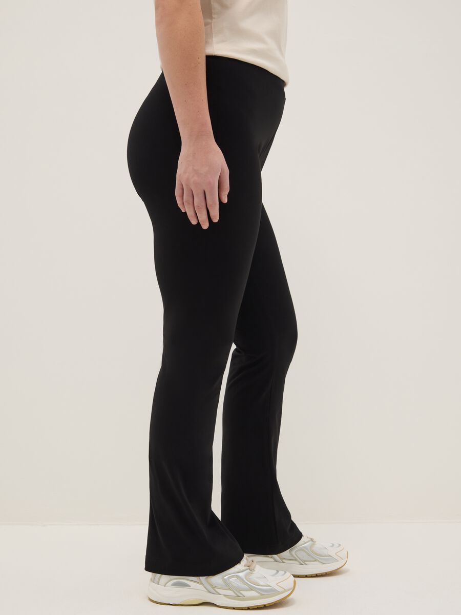 Black stretch cotton flare leggings_3