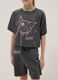 Grey cotton relaxed shirt and shorts set for girls featuring Kuromi_2