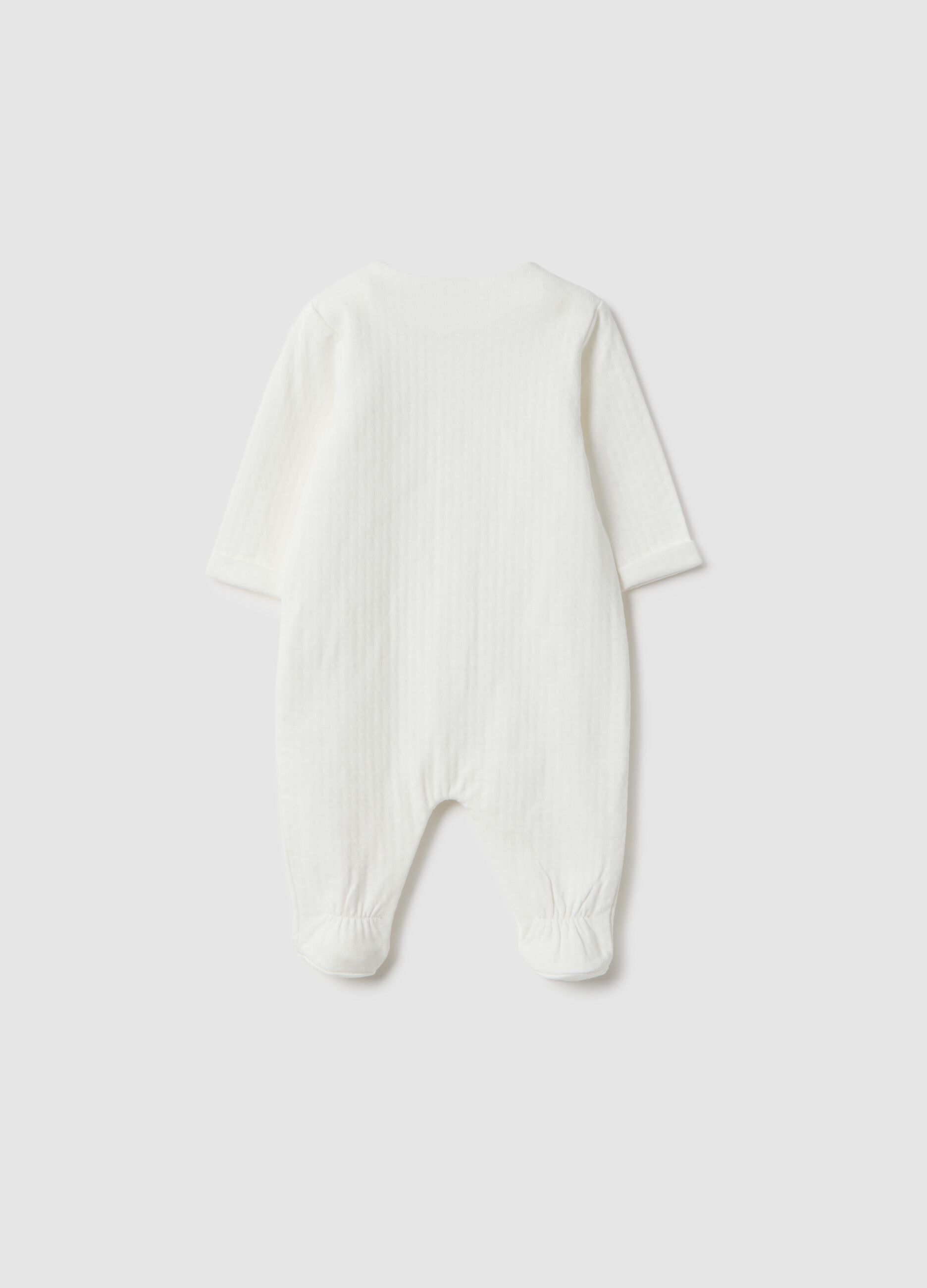 Baby white pure cotton sleepsuit with integrated feet