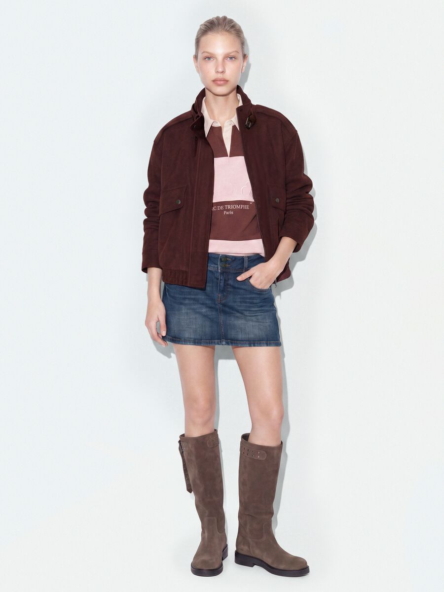 Brown stretch high-neck jacket, regular fit_2