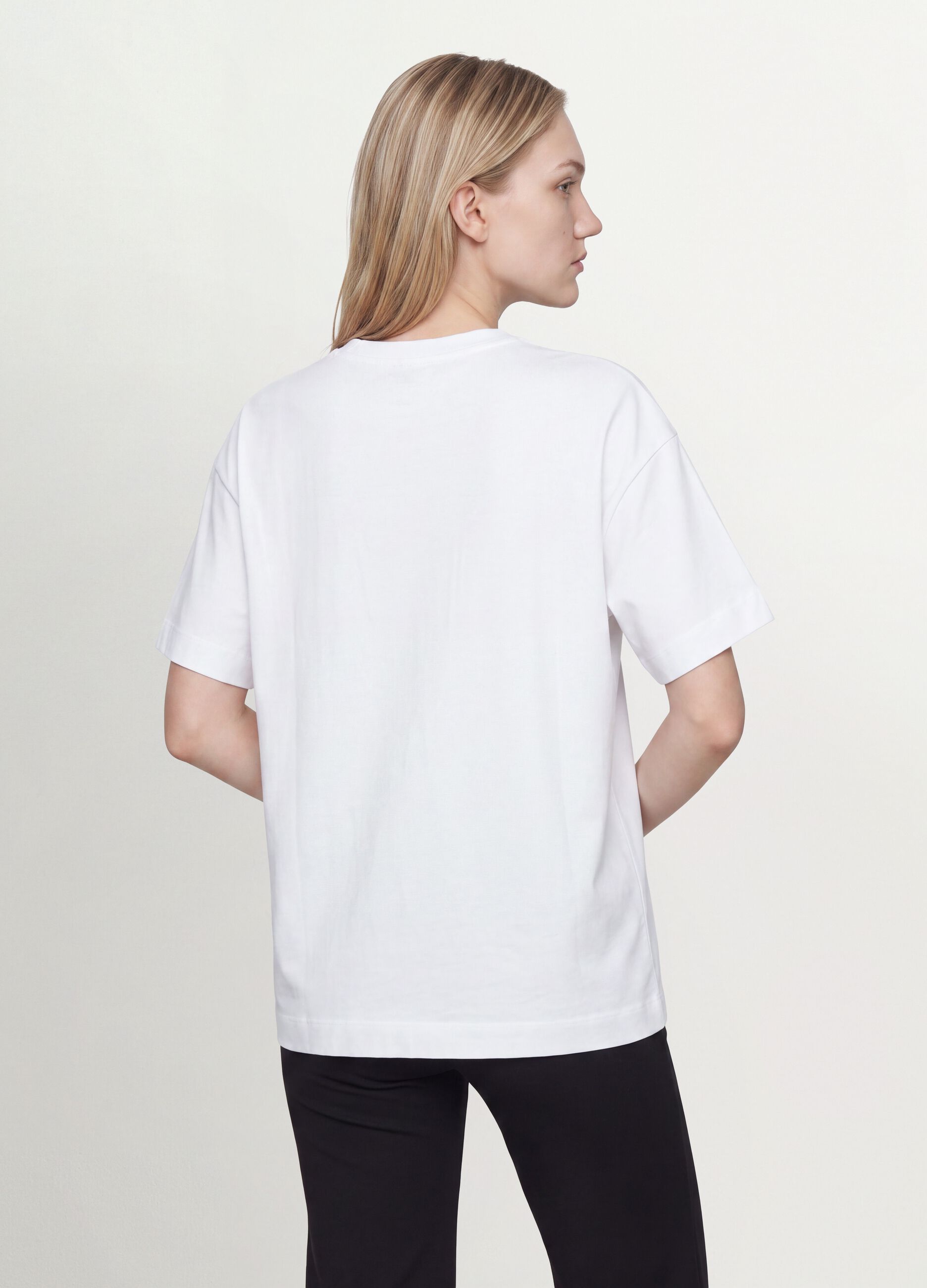 T-shirt over fit bianca in puro cotone a maniche corte