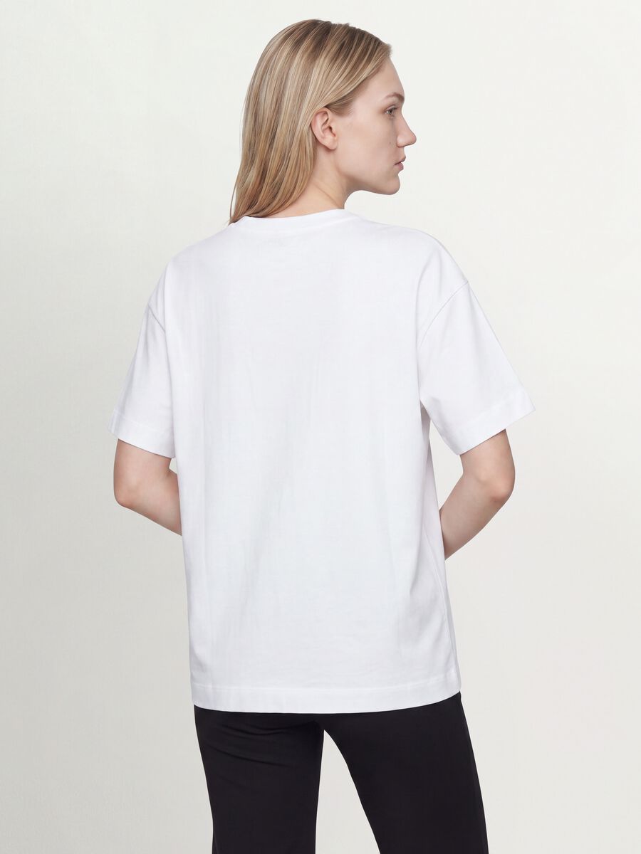 T-shirt over fit bianca in puro cotone a maniche corte_3
