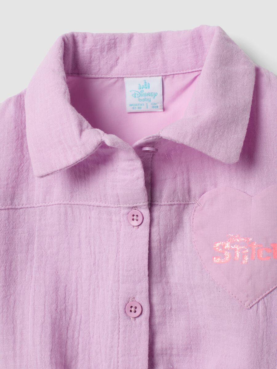 Pink pure cotton set with short-sleeved shirt and shorts_2
