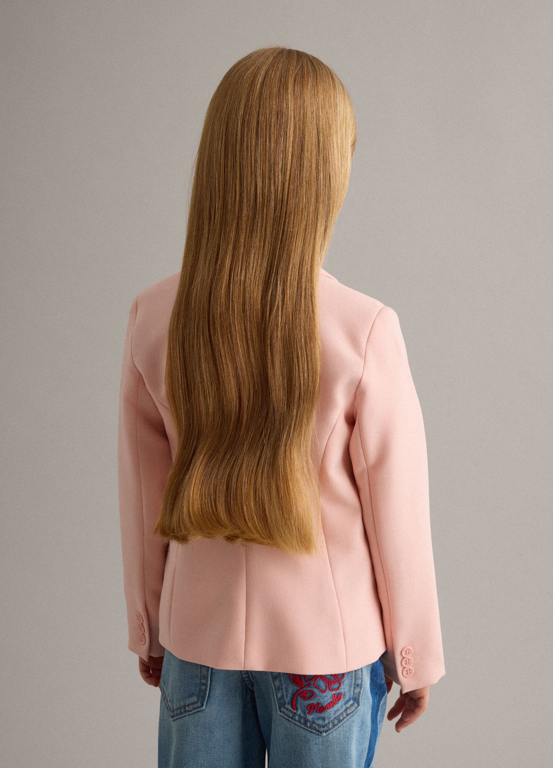 Girl's Regular Fit Pink Blazer