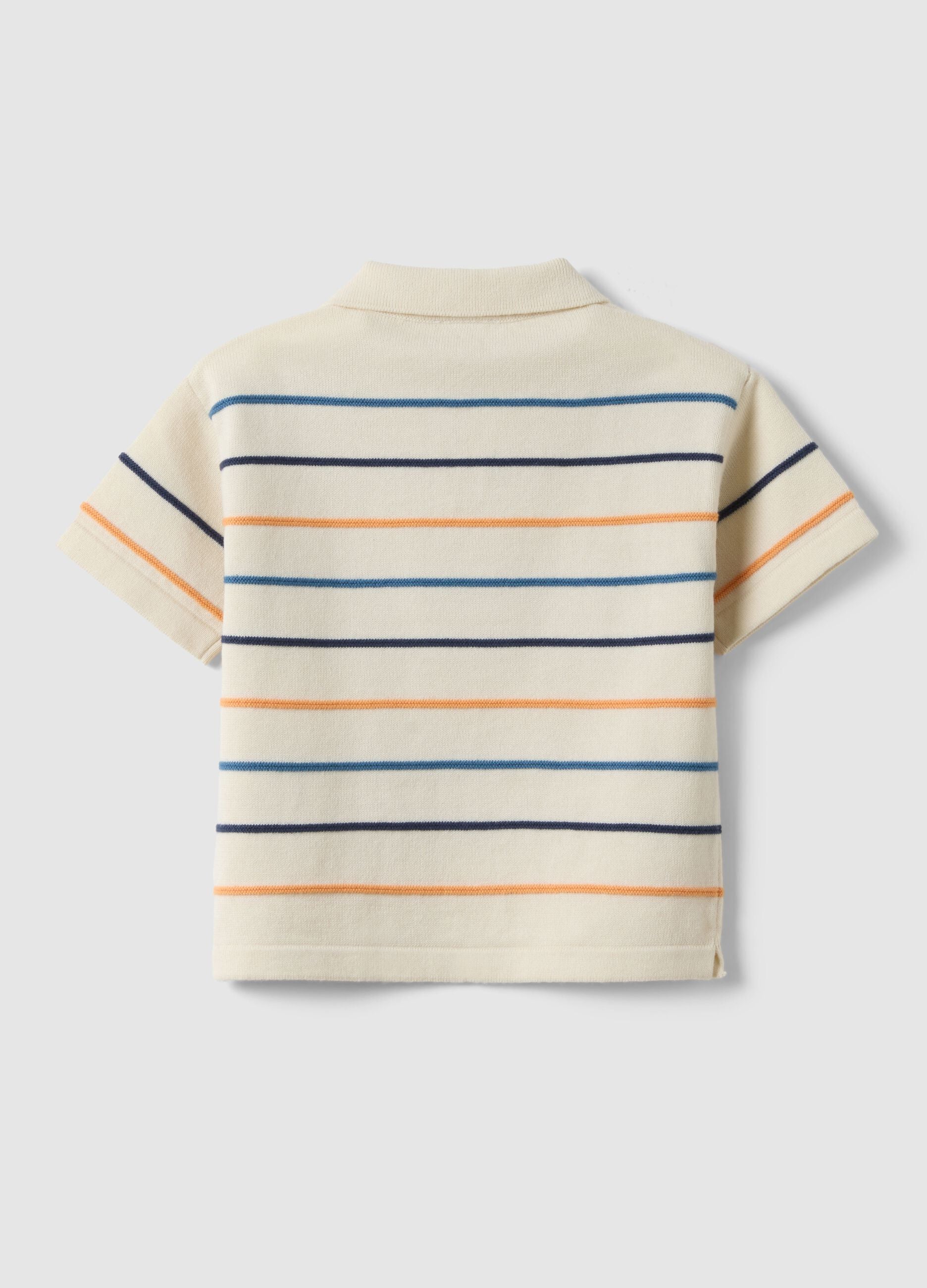 Children's regular fit multicolor striped pure cotton polo
