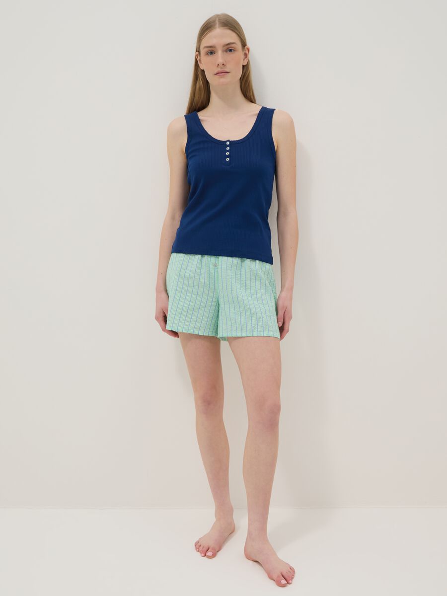 Short pigiama corto verde in cotone organico regular fit_0