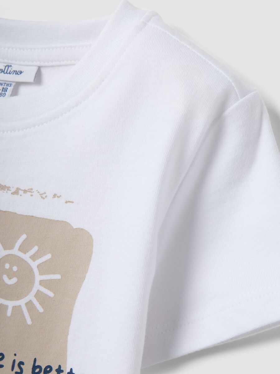 White pure organic cotton printed regular-fit T-shirt for baby boy_2