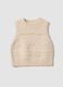 White knitted gilet with raised pattern for baby girl_0