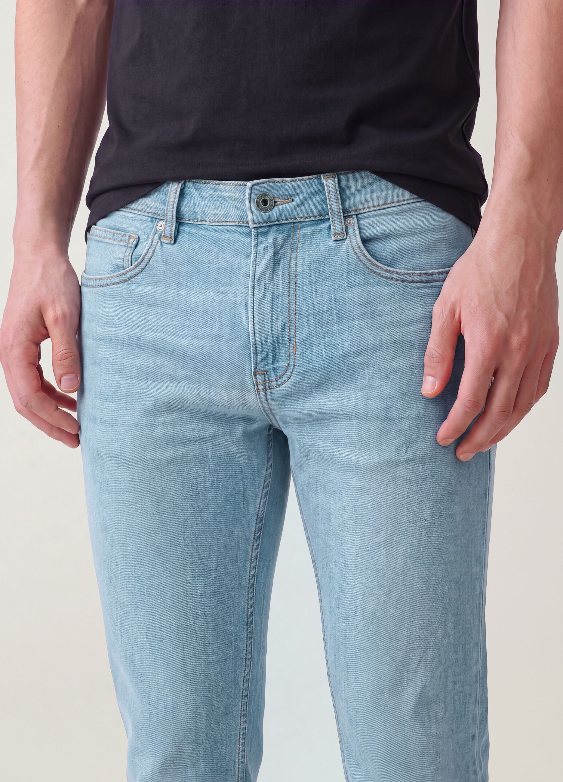 Light blue slim-fit stretch cotton jeans