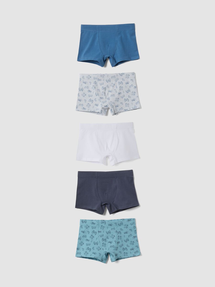 Five-pack of boys&rsquo; mid-length boxer briefs in stretch organic cotton_0