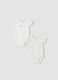 2-pack of white organic cotton crew-neck bodysuits with print_0