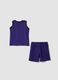 Purple pure cotton top and shorts set for boys, regular fit_1
