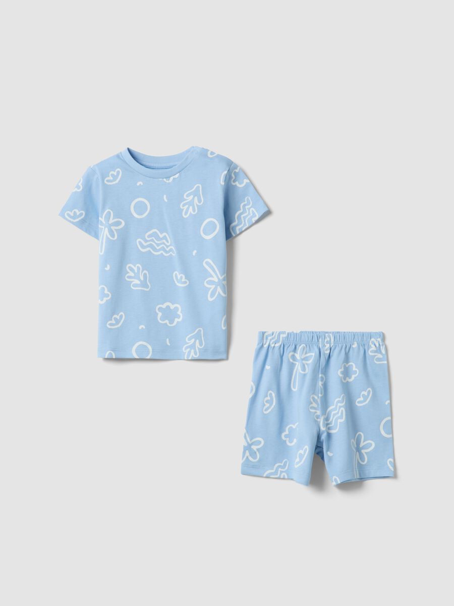 Light Blue Pure Cotton Baby Short Pyjamas with Nautical Print_0
