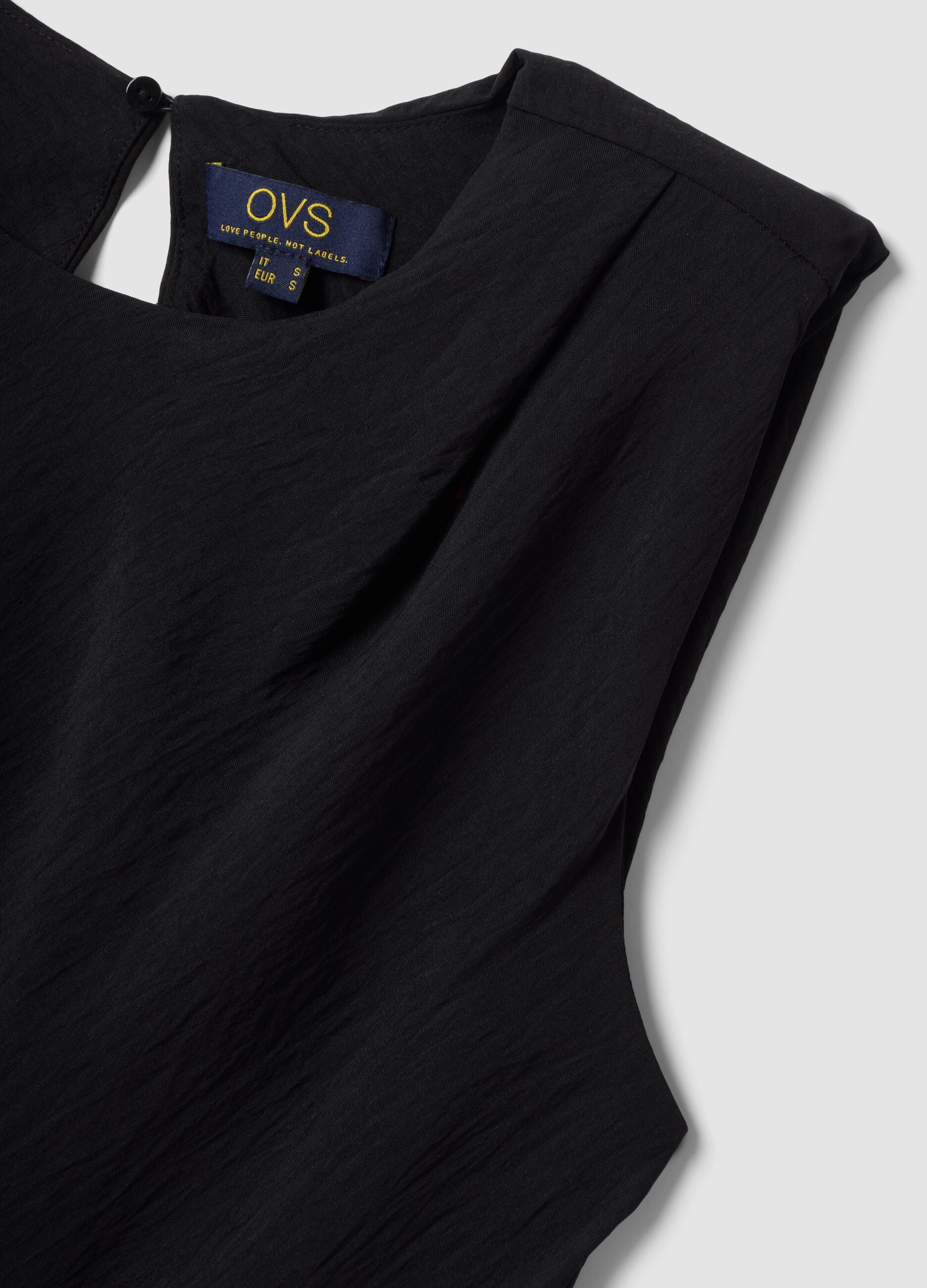 Black fitted dress with ruched detailing