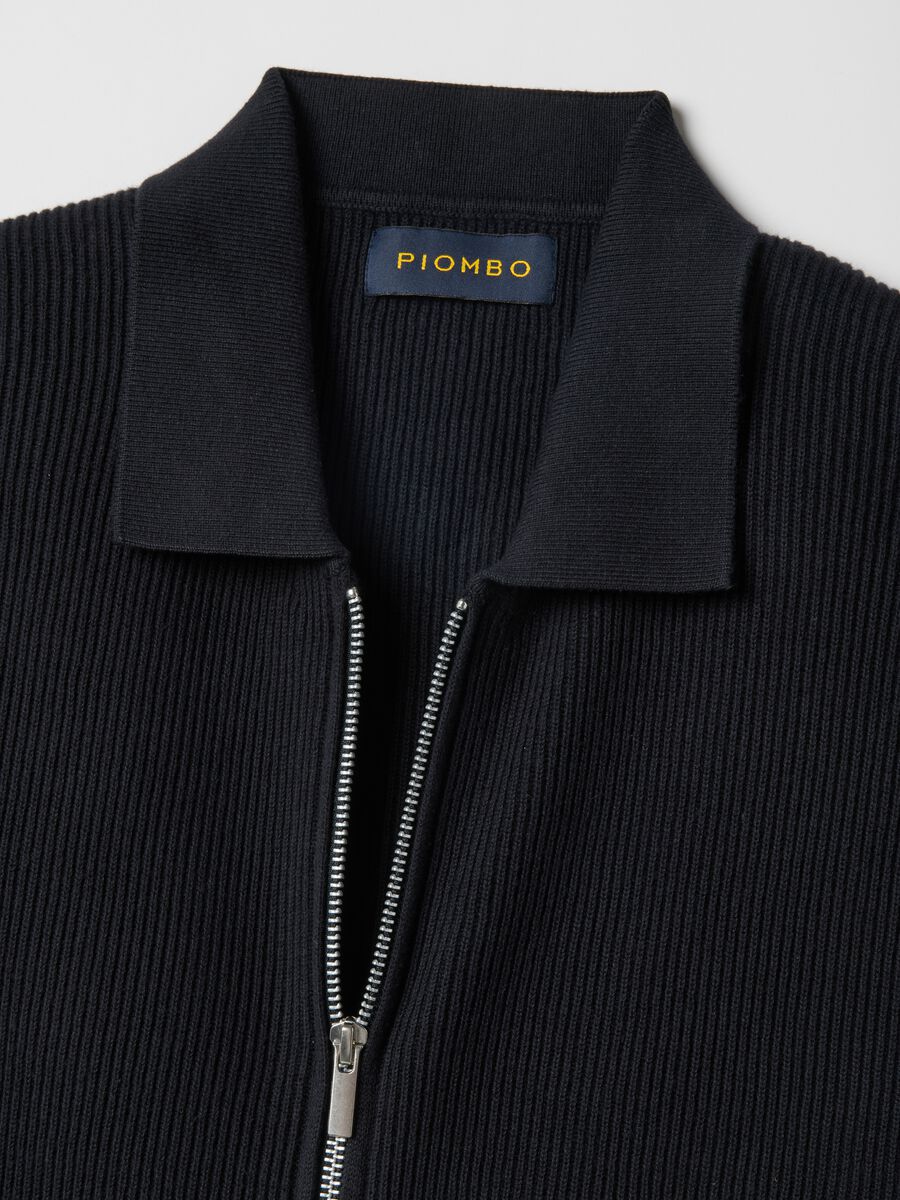 Blue pure cotton cardigan regular fit with full zip_5