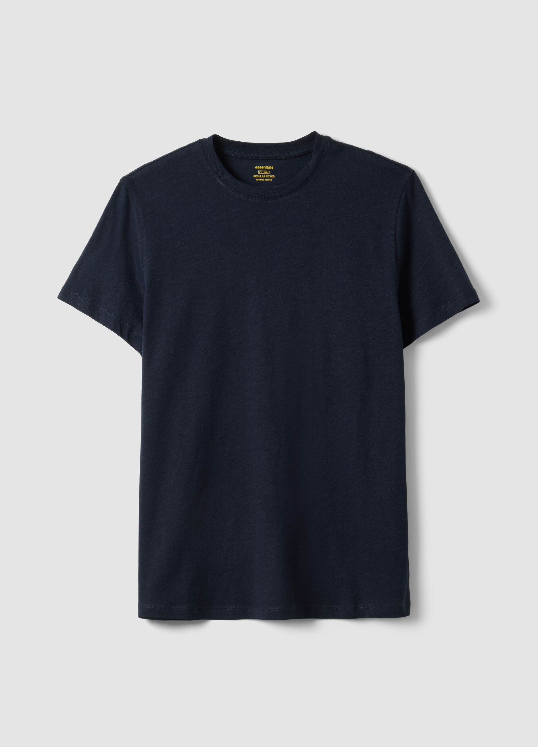 Short sleeve pure cotton blue regular fit T-shirt