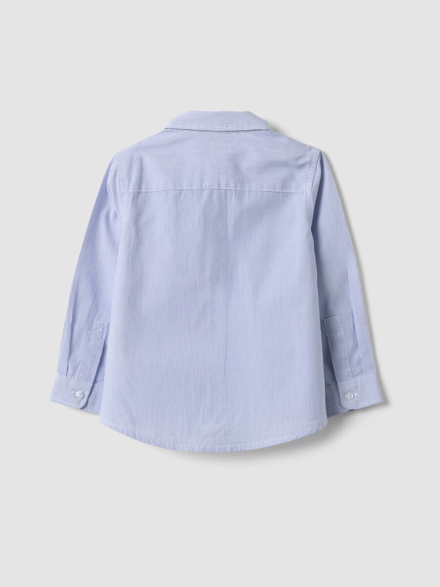 White striped pure cotton shirt with chest pocket for boys_1