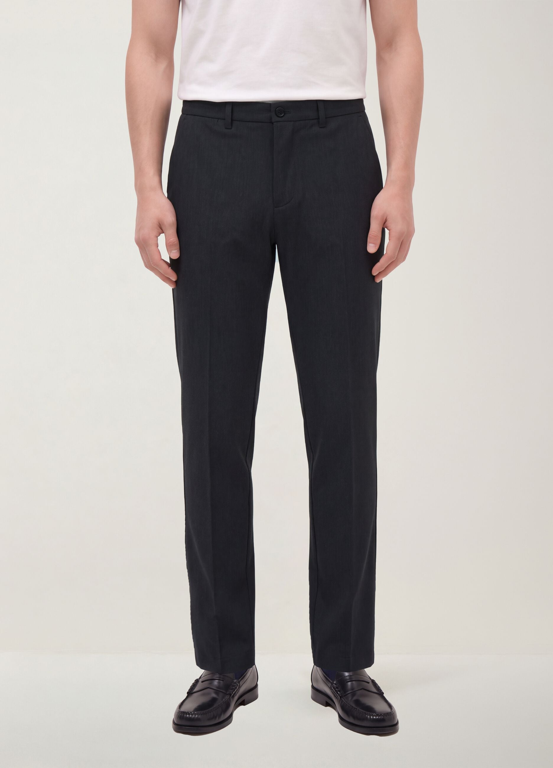 Grey slim-fit stretch viscose twill chino trousers
