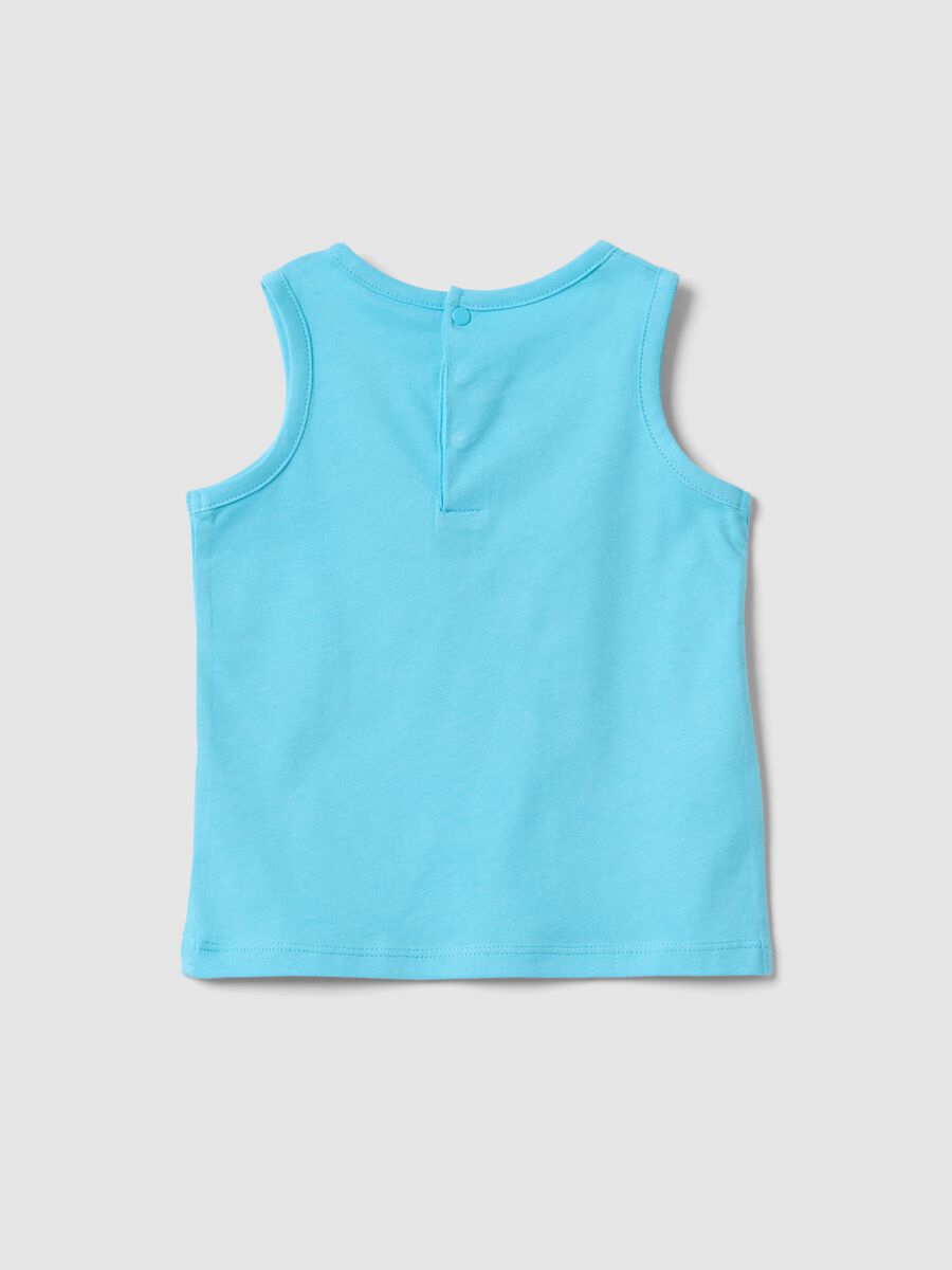Canotta azzurra in puro cotone da bimbo regular fit con stampa vela_1