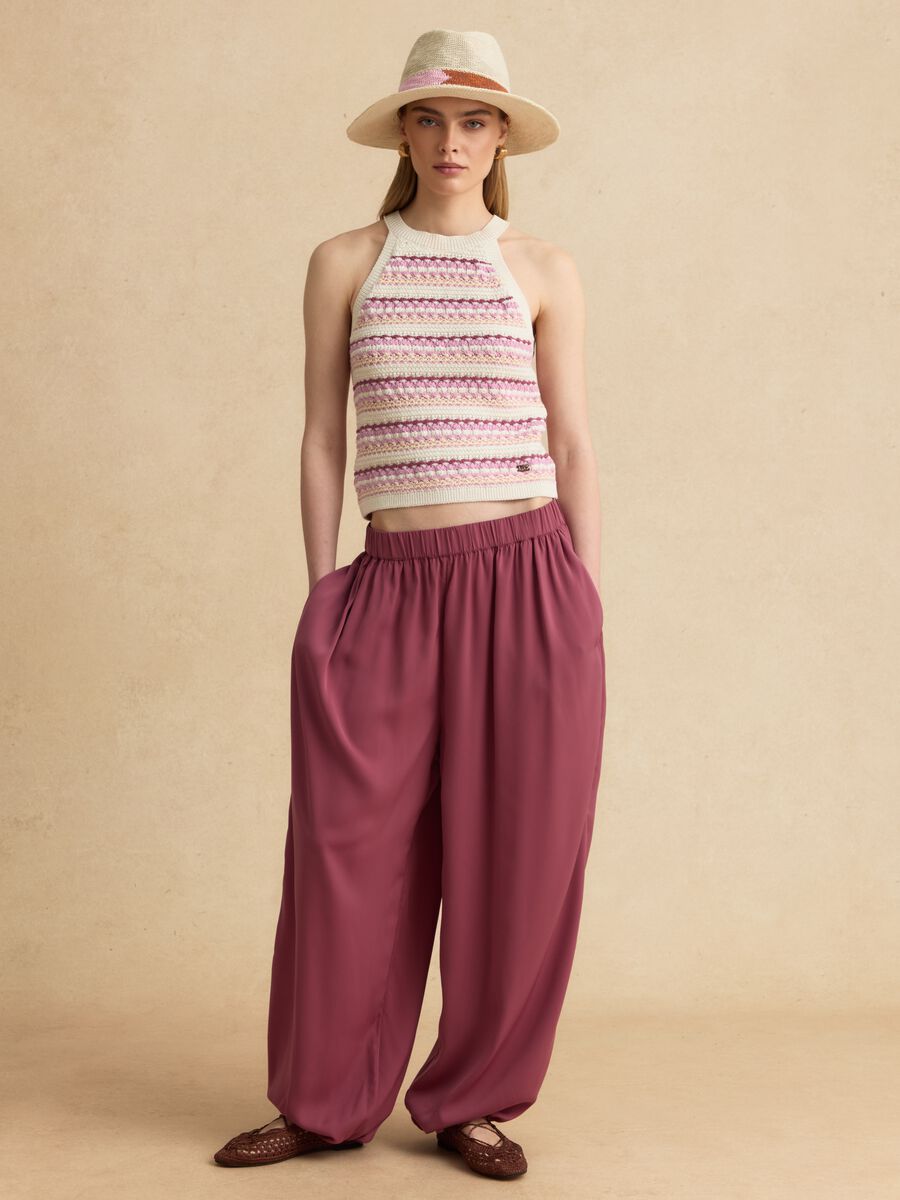 Multicolour fitted cotton-blend tank top_2