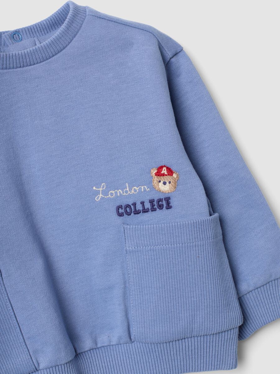 Blue organic cotton sweatshirt and joggers set for baby_2