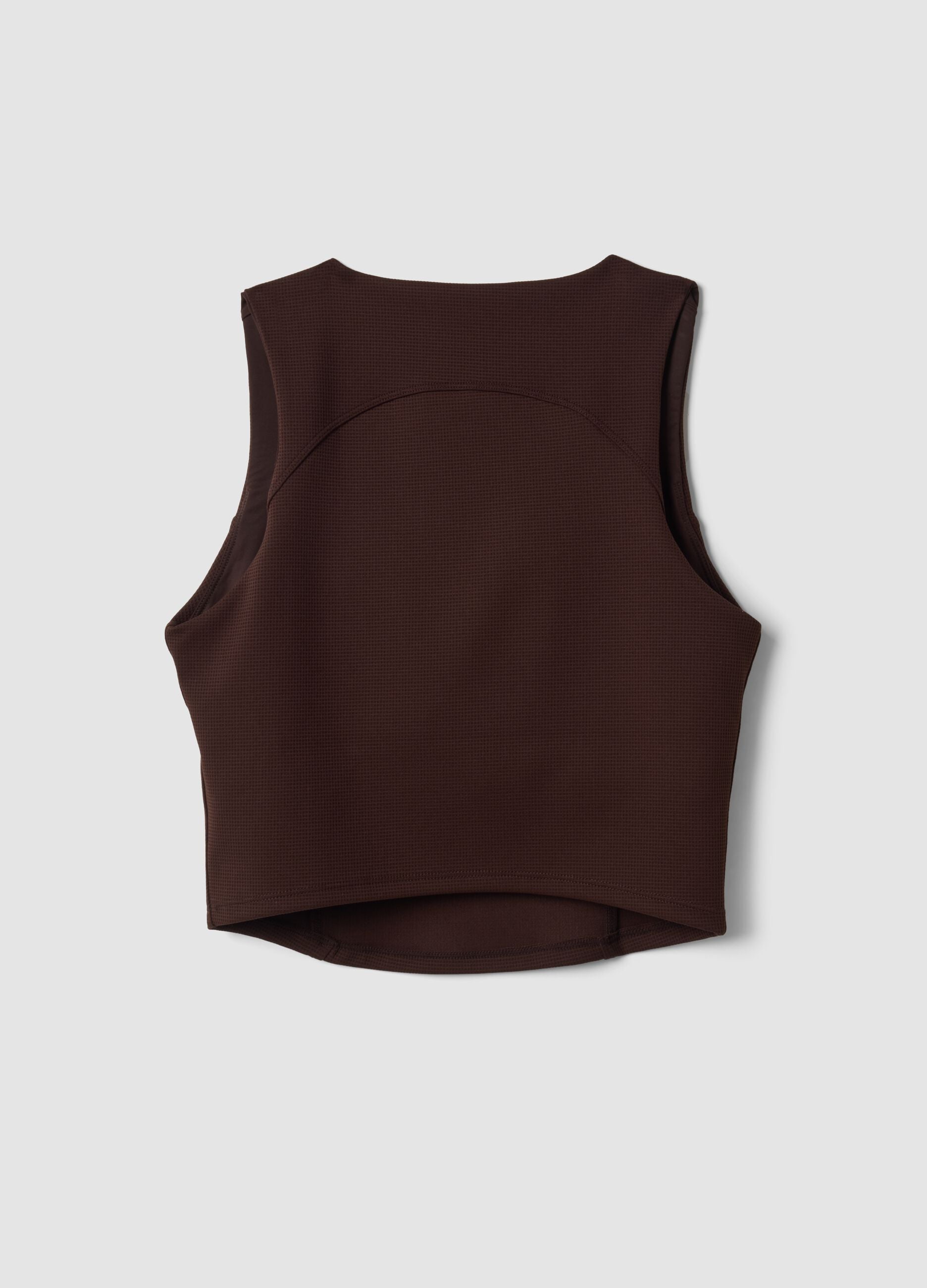 Brown cropped sports top in breathable stretch fabric ALTAVIA STUDIO