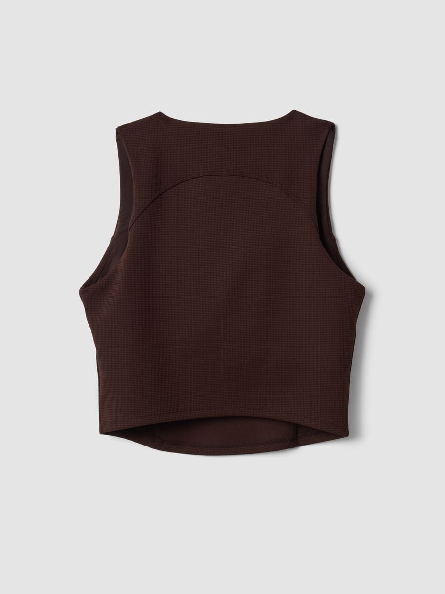Top marrone crop in tessuto elasticizzato traspirante ALTAVIA STUDIO_6