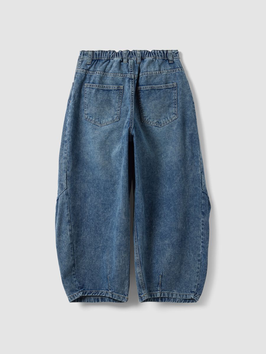 Pure cotton denim balloon-fit jeans for girls_1