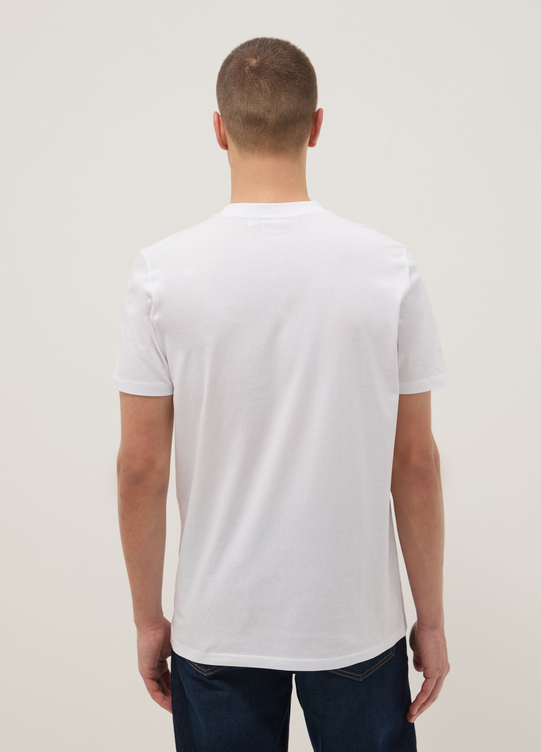 White pure cotton regular fit T-shirt with SpongeBob print